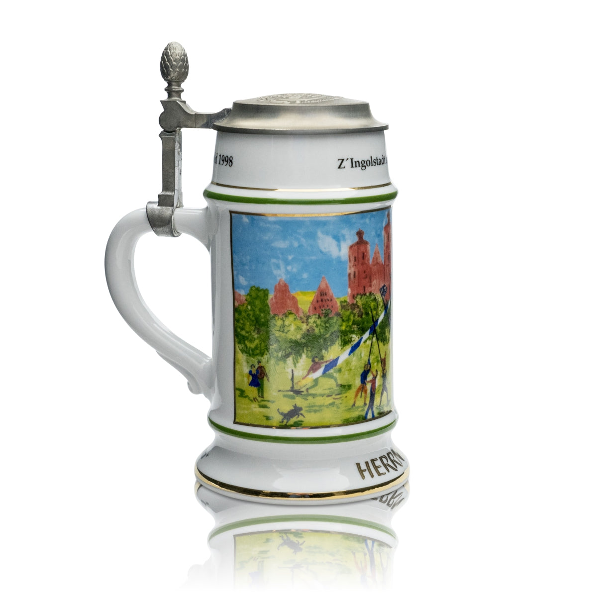 Herrnbräu Sammler Glas Zertifikat 0,5l Bierkrug Christian Seybold 1998 Deckel – Ansicht 2