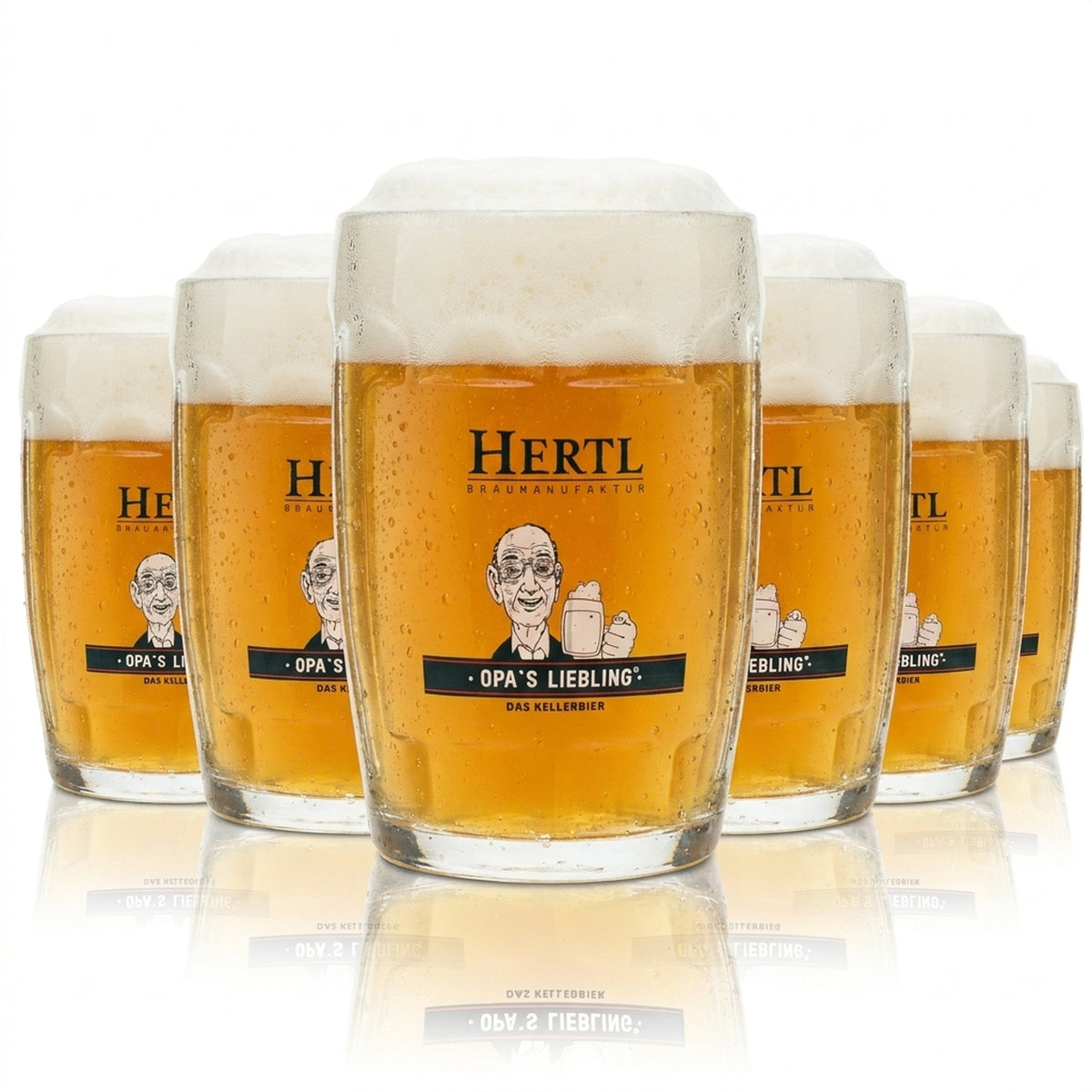 Hertl Bier Glas 0,5l Krug Opa's Liebling Kellerbier Seidel Gläser Henkel Krüge