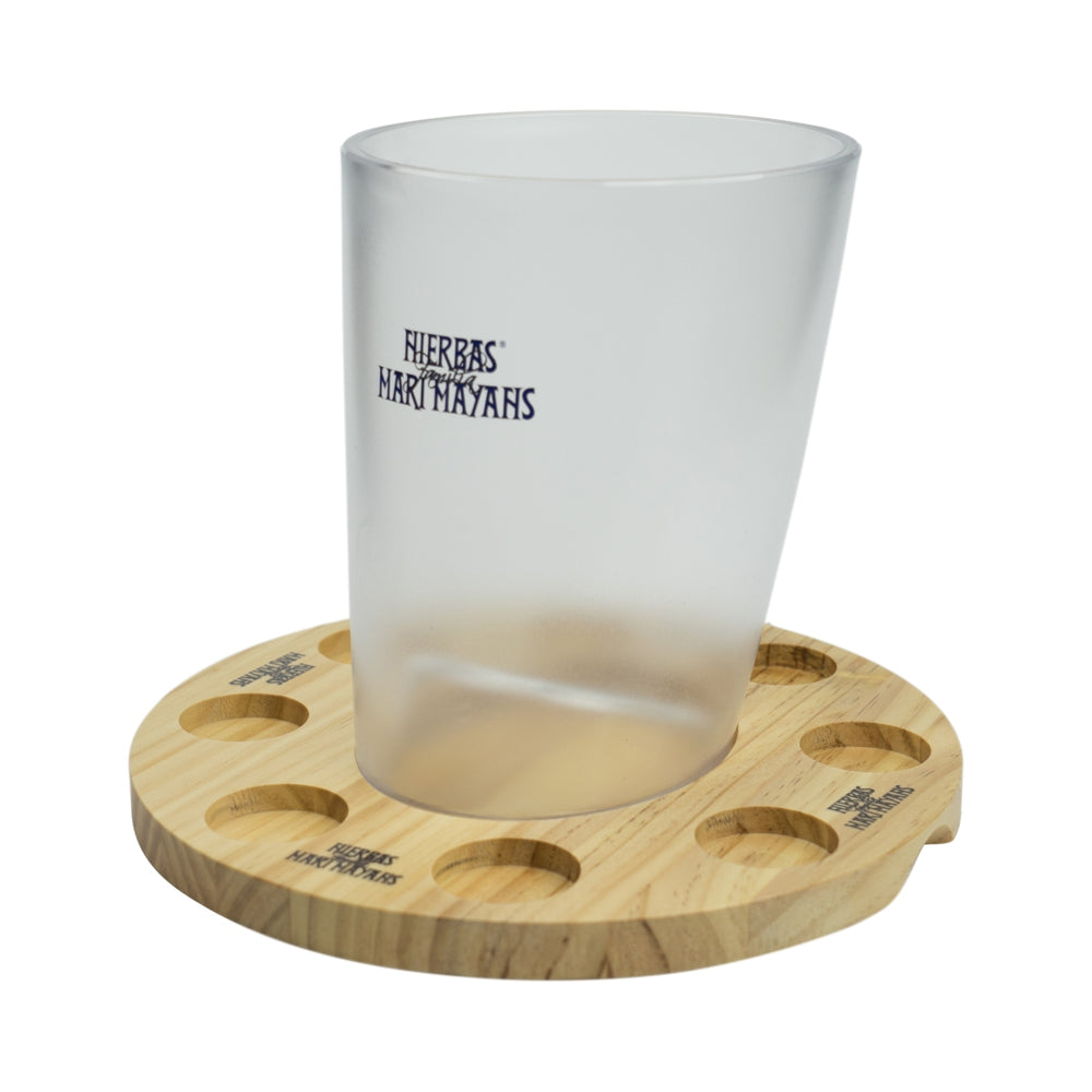 Hierbas Kräuterlikör Kühler + Holz Tablett Eisbox Kühler Flasche Bar Shot Vintage