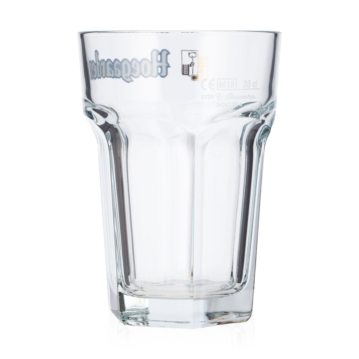 Hoegaarden Bier Glas 0,33l Becher Relief weiß/blaues Logo Pasabahce Bierglas – Ansicht 3