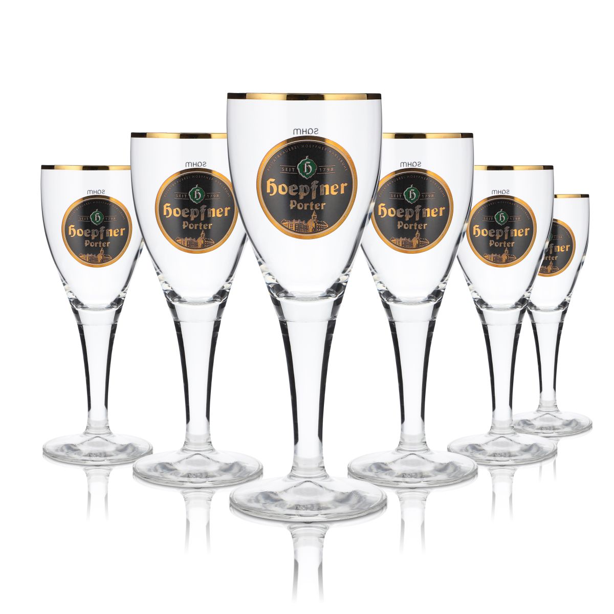 Hoepfner Bier Glas 0,2l Pokal Porter Goldrand Tulpe Brauerei Kralsruhe Baden