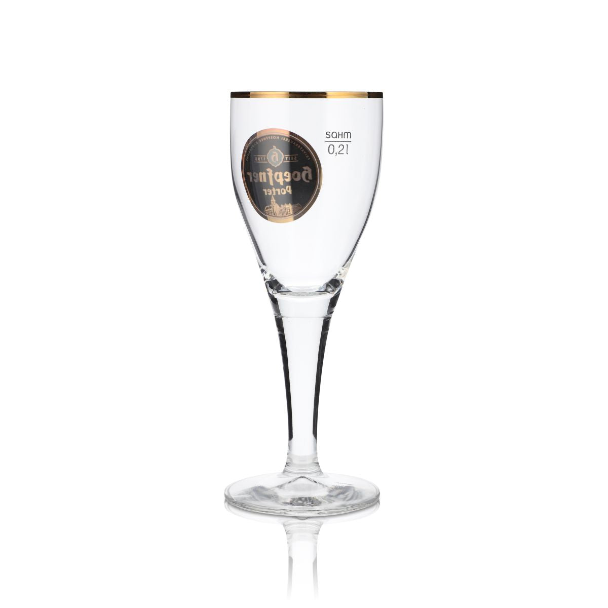 Hoepfner Bier Glas 0,2l Pokal Porter Goldrand Tulpe Brauerei Kralsruhe Baden – Ansicht 3