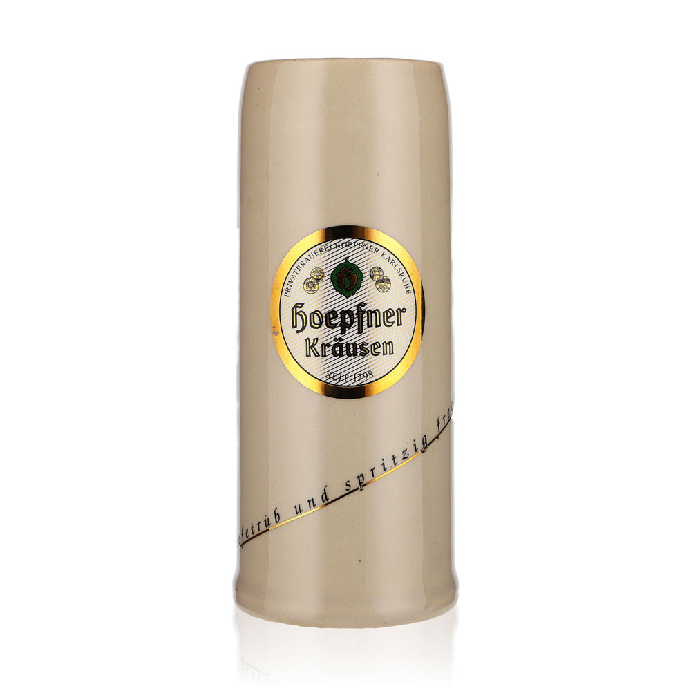Hoepfner Bier Glas 0,5l Bierkrug Tonkrug Sammlerglas "Hoepfner Kräusen"