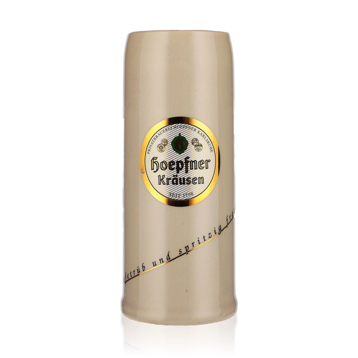 Hoepfner Bier Glas 0,5l Bierkrug Tonkrug Sammlerglas "Hoepfner Kräusen"