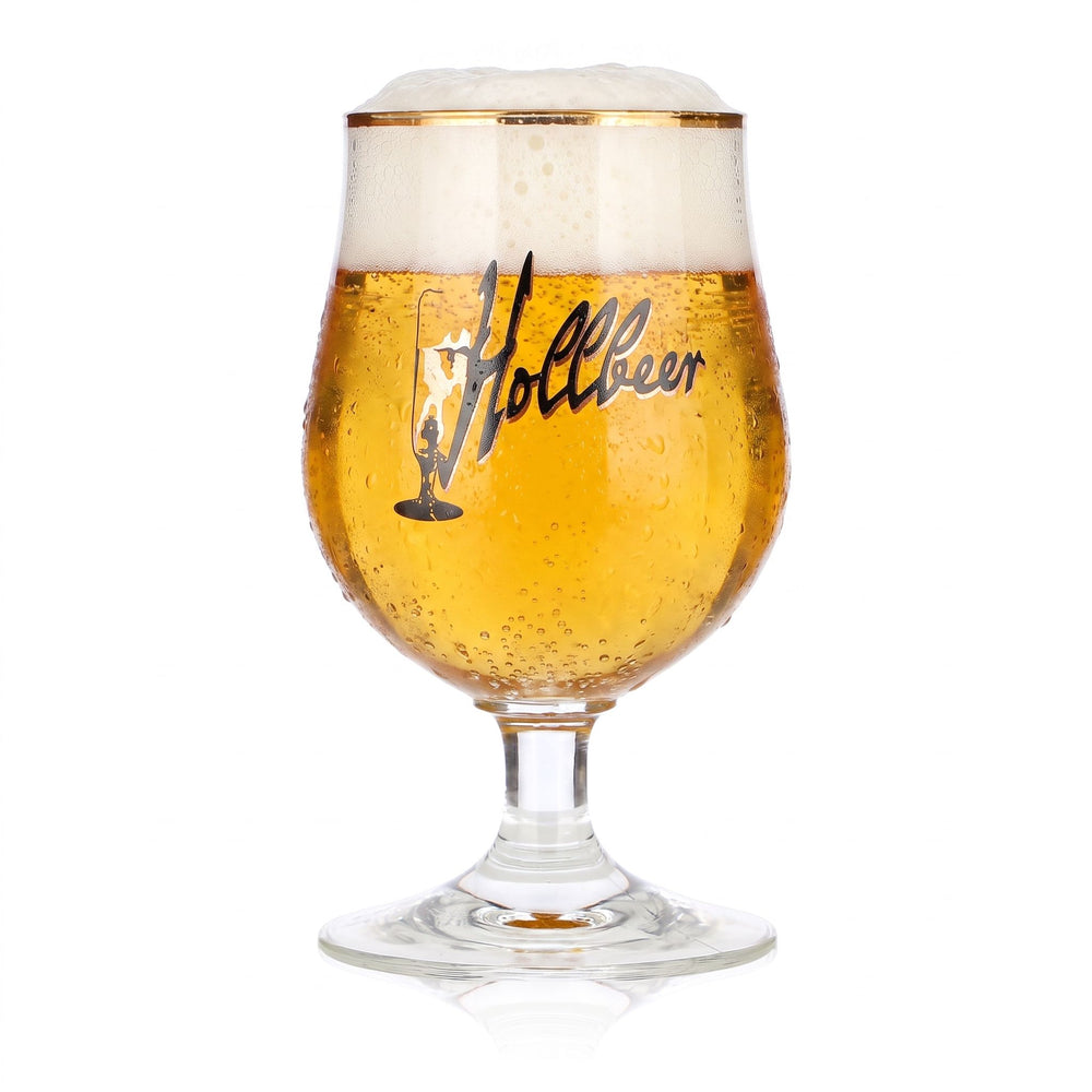 Hollbeer Bier Glas 0,2l Pokal Tulpe Goldrand Ritzenhoff