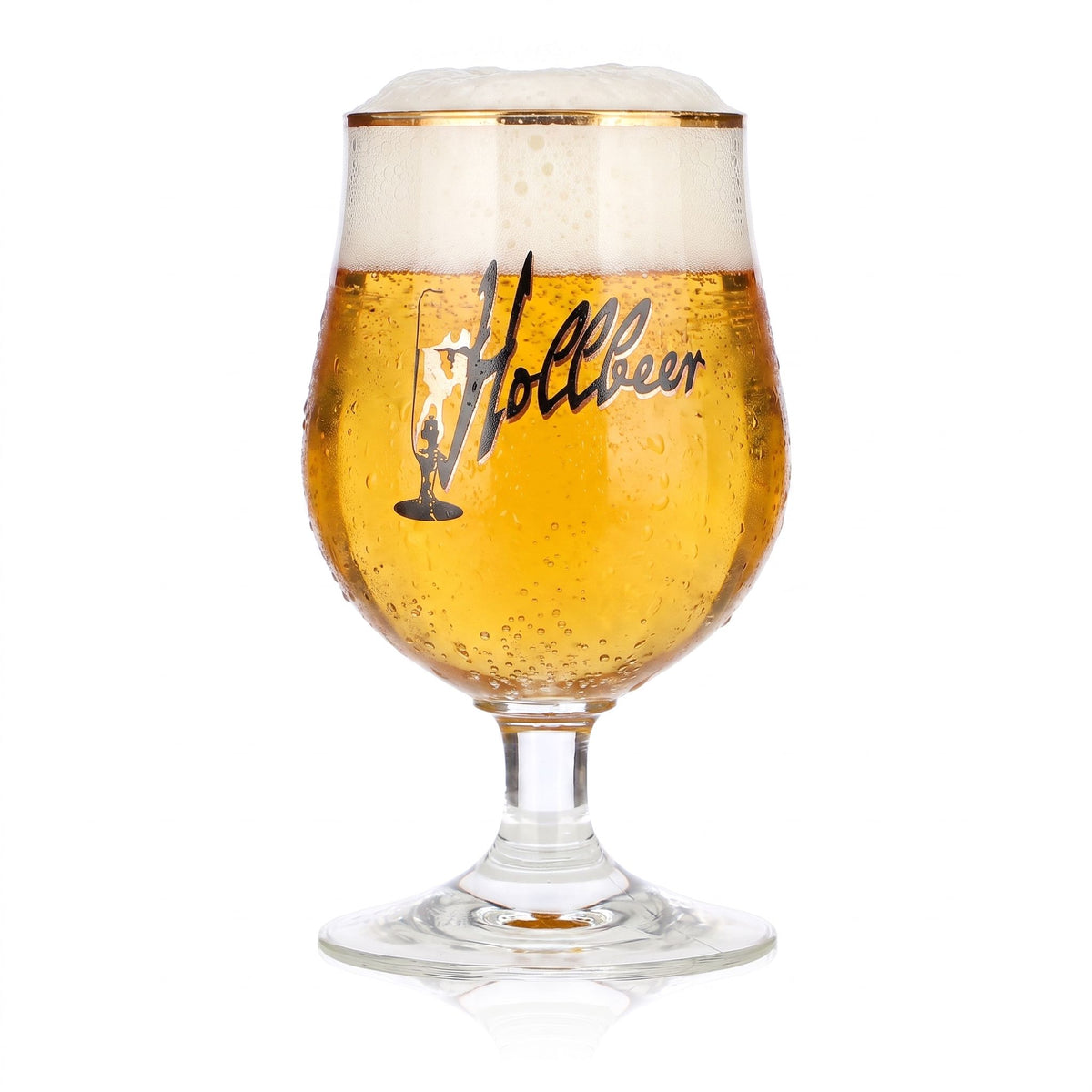 Hollbeer Bier Glas 0,2l Pokal Tulpe Goldrand Ritzenhoff