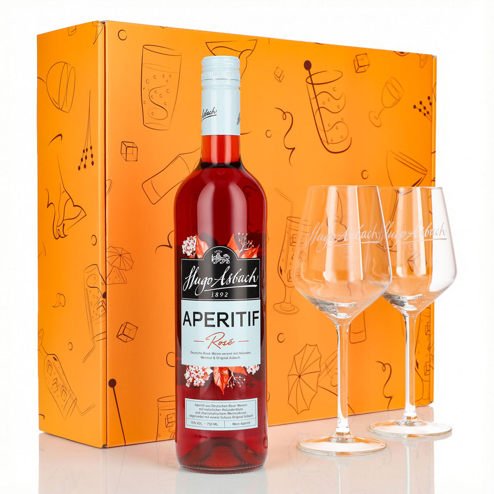 Hugo Asbach Aperitif Geschenkset 0,75l 15% + Ballonglas Spritz I Orange