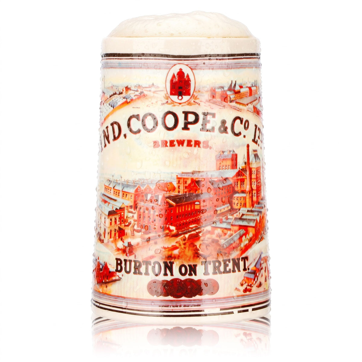 Ind Coope Bier Glas Tonkrug 0,55l Brewers Burton on Trent Keramik Goldrand