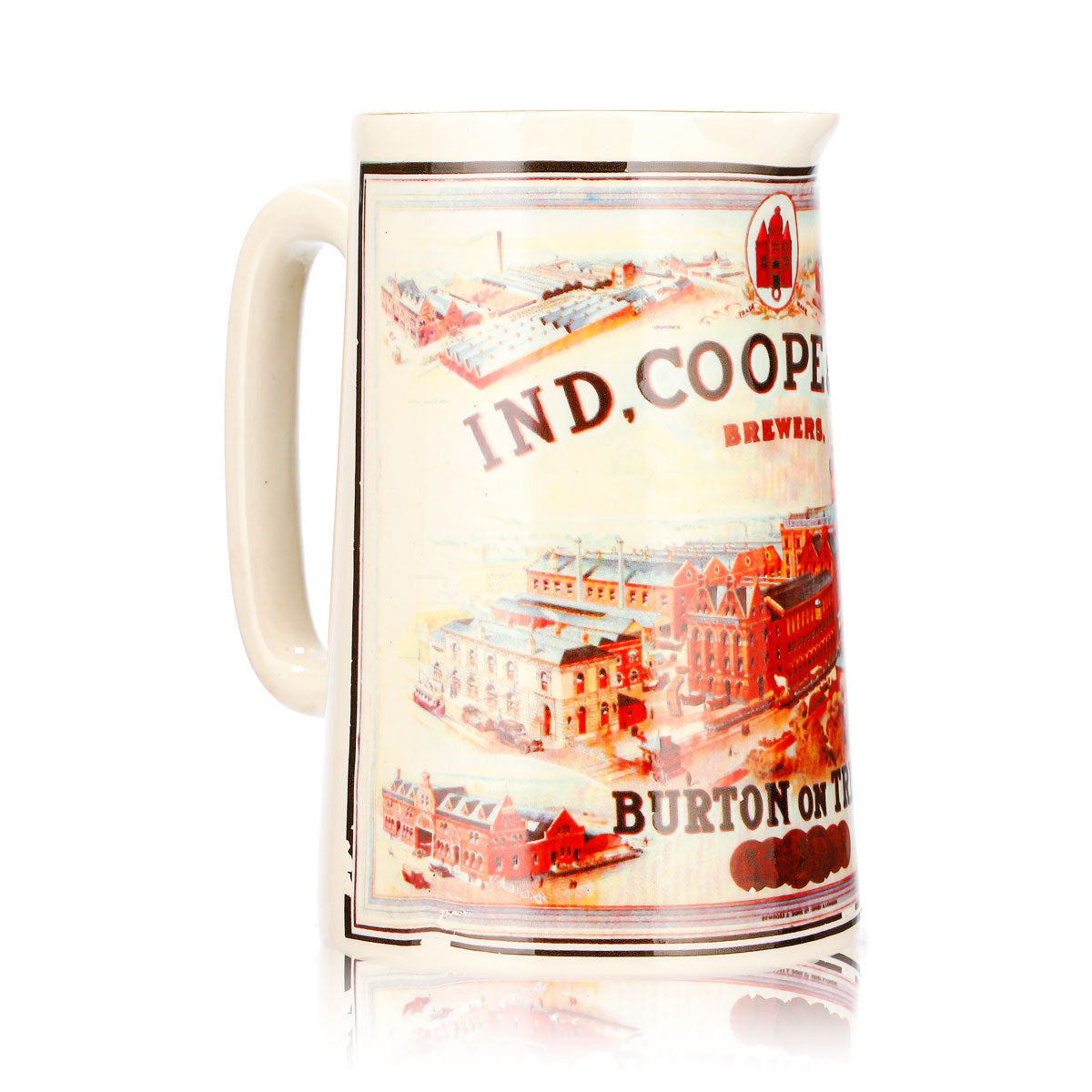 Ind Coope Bier Glas Tonkrug 0,55l Brewers Burton on Trent Keramik Goldrand – Ansicht 3