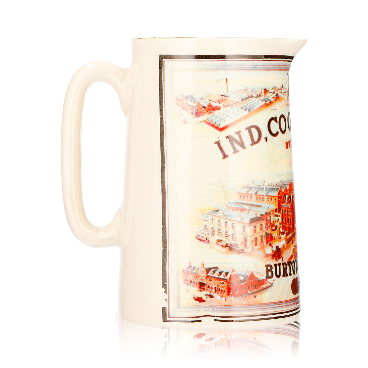 Ind Coope Bier Glas Tonkrug 0,55l Brewers Burton on Trent Keramik Goldrand – Ansicht 4