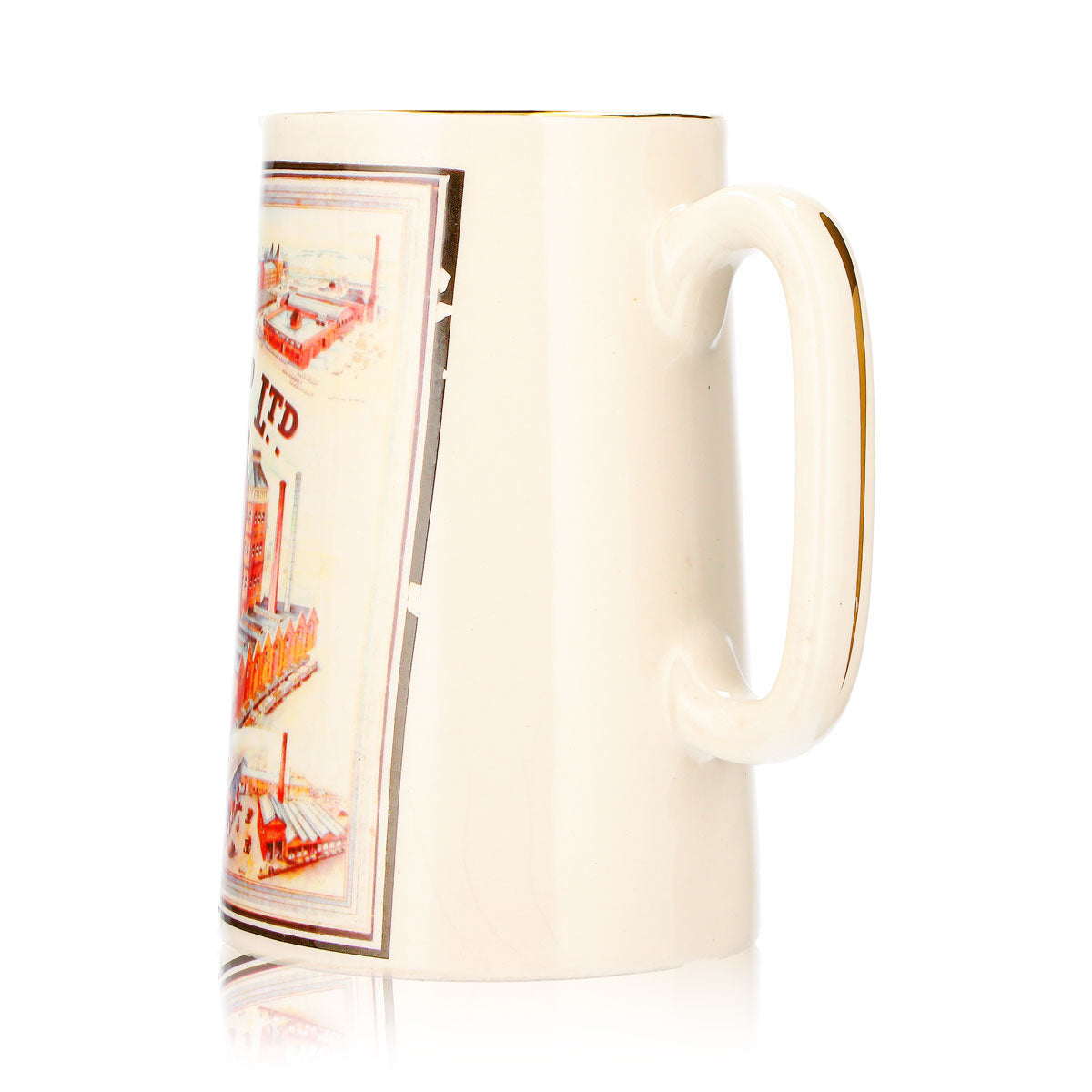 Ind Coope Bier Glas Tonkrug 0,55l Brewers Burton on Trent Keramik Goldrand – Ansicht 5
