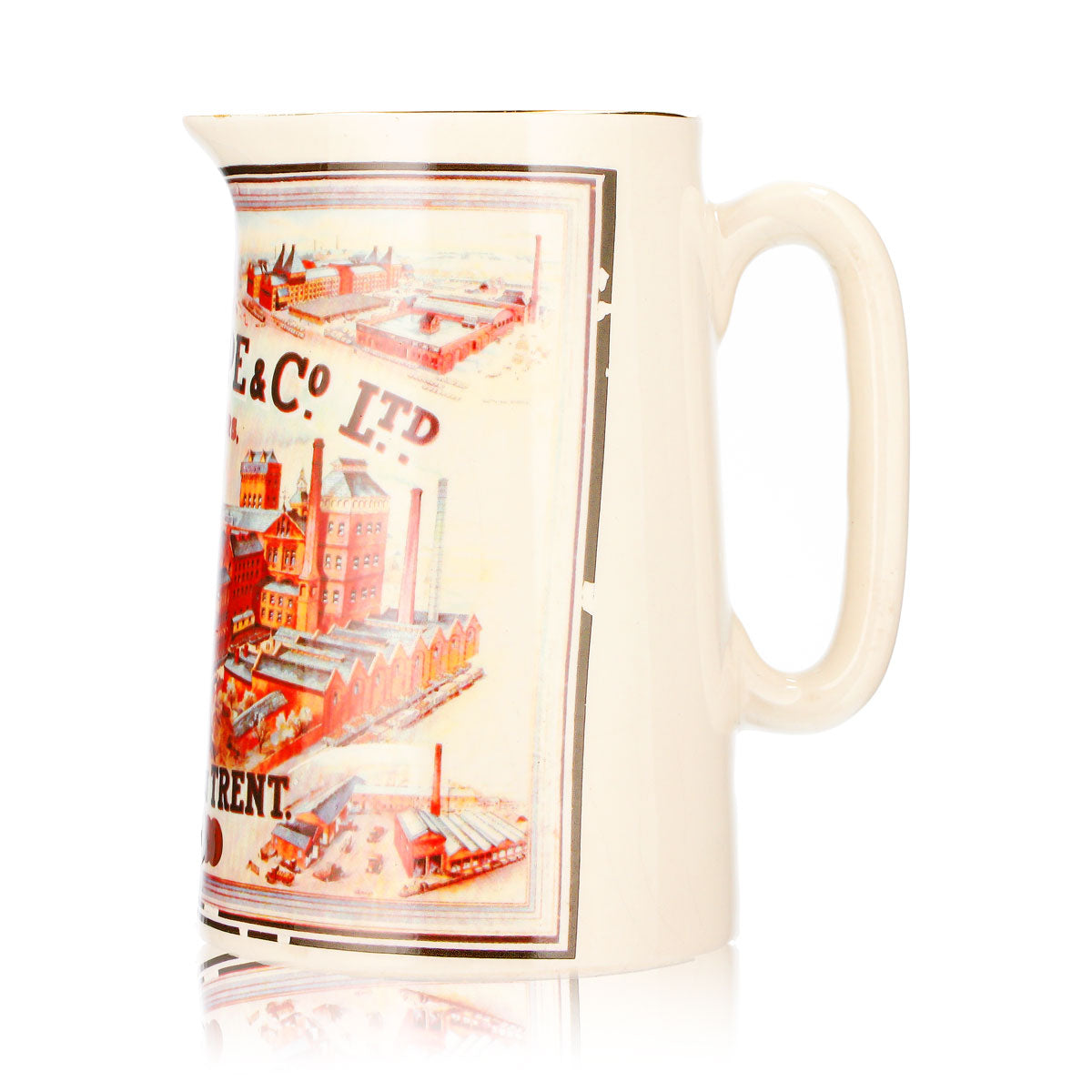 Ind Coope Bier Glas Tonkrug 0,55l Brewers Burton on Trent Keramik Goldrand – Ansicht 6