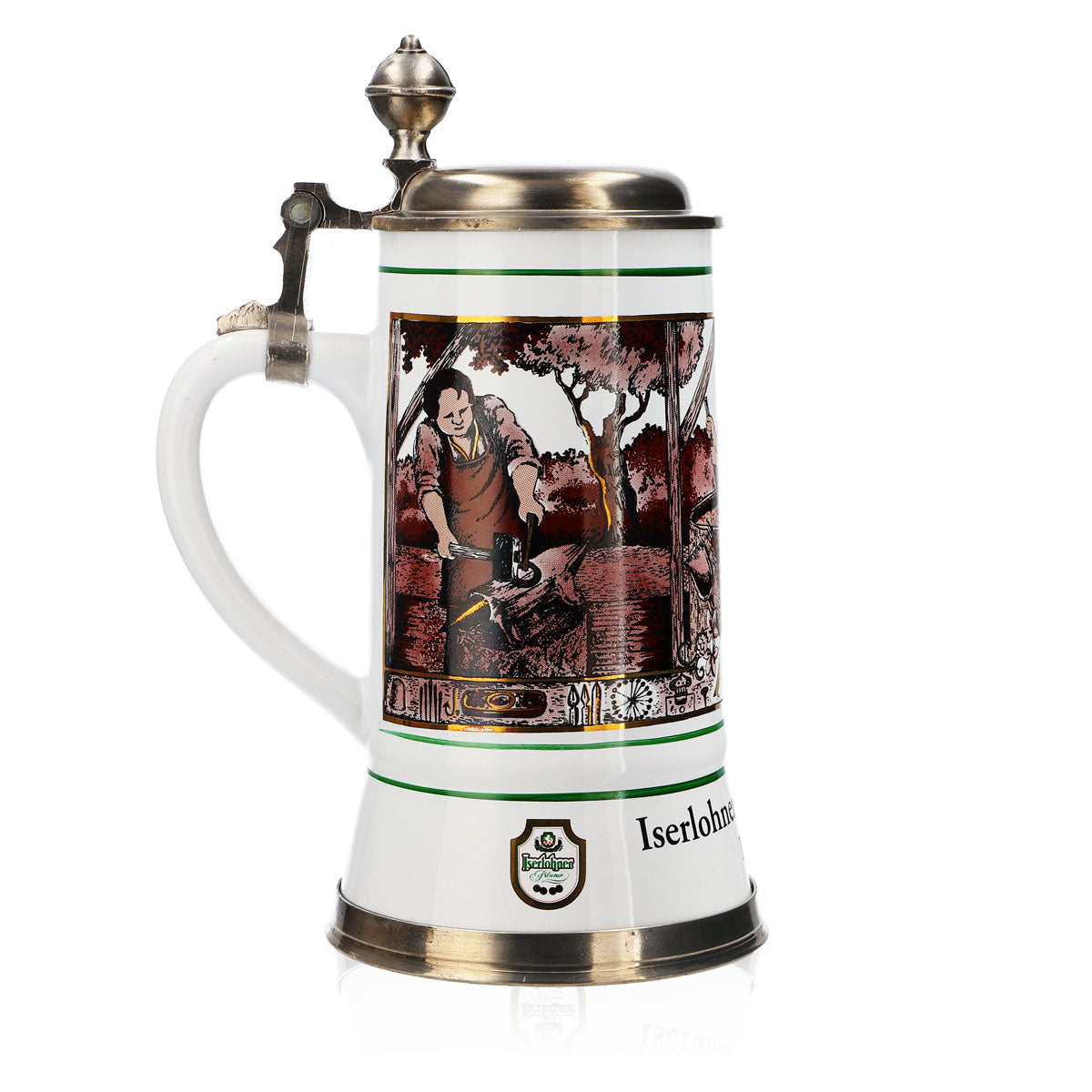 Iserlohner Bierglas Jahreskrug 1996 Steinzeugkrug Seidel Zinndeckel 1,09l Krug – Ansicht 3
