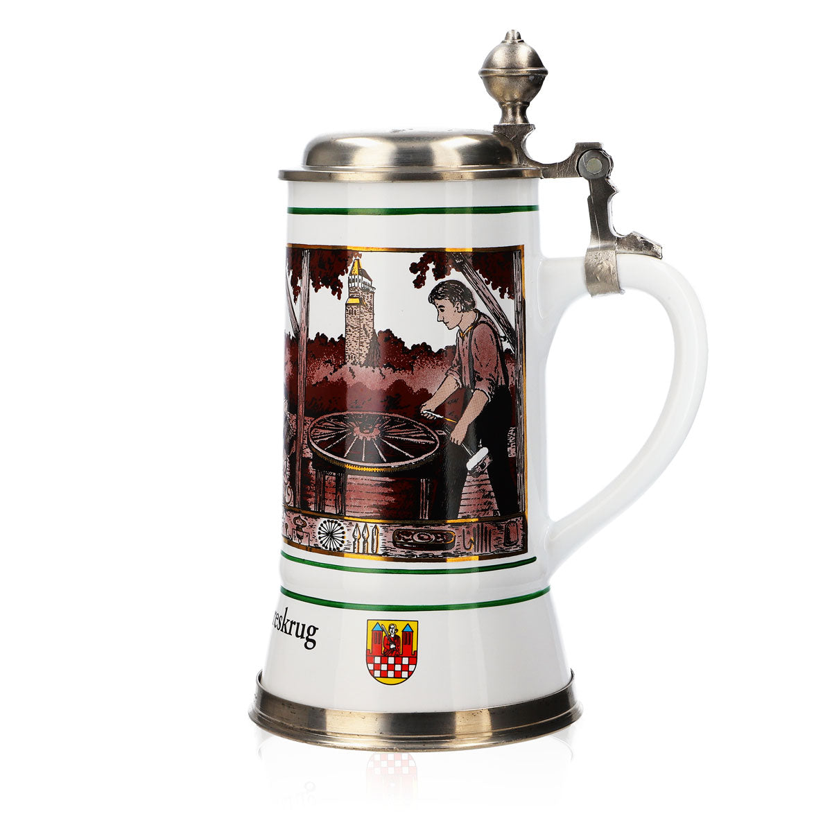 Iserlohner Bierglas Jahreskrug 1996 Steinzeugkrug Seidel Zinndeckel 1,09l Krug – Ansicht 5
