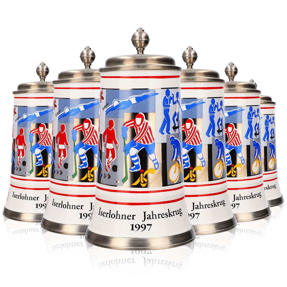Iserlohner Bierglas Jahreskrug 1997 Steinzeugkrug Seidel Zinndeckel 0,65l Krug – Ansicht 7