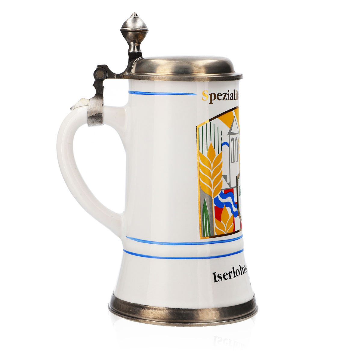 Iserlohner Bierglas Jahreskrug 2000 Steinzeugkrug Seidel Zinndeckel 0,65l Krug – Ansicht 3