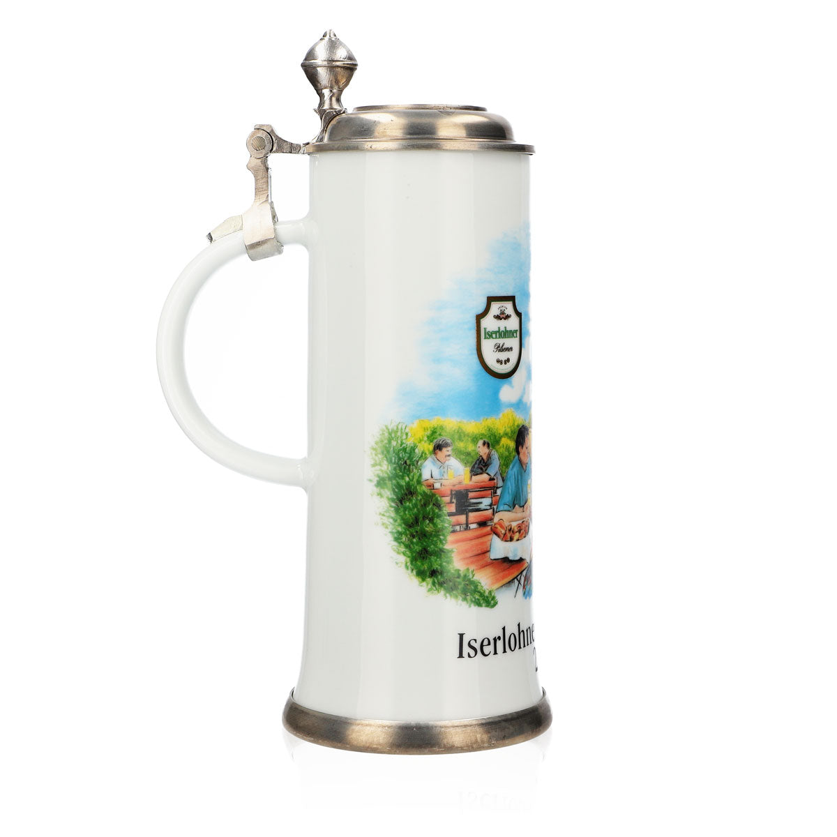 Iserlohner Bierglas Jahreskrug 2002 Steinzeugkrug Seidel Zinndeckel 0,65l Krug – Ansicht 3