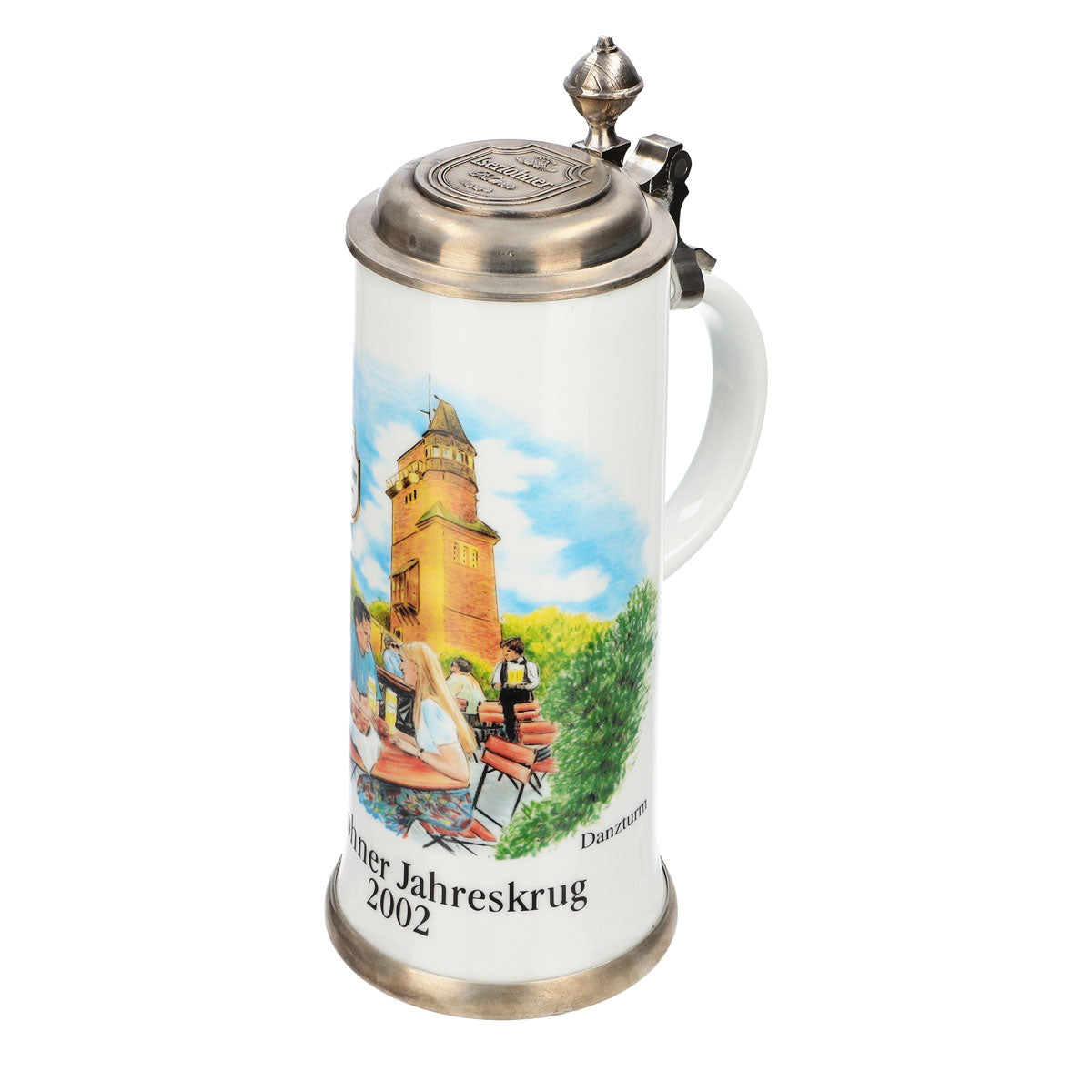 Iserlohner Bierglas Jahreskrug 2002 Steinzeugkrug Seidel Zinndeckel 0,65l Krug – Ansicht 6