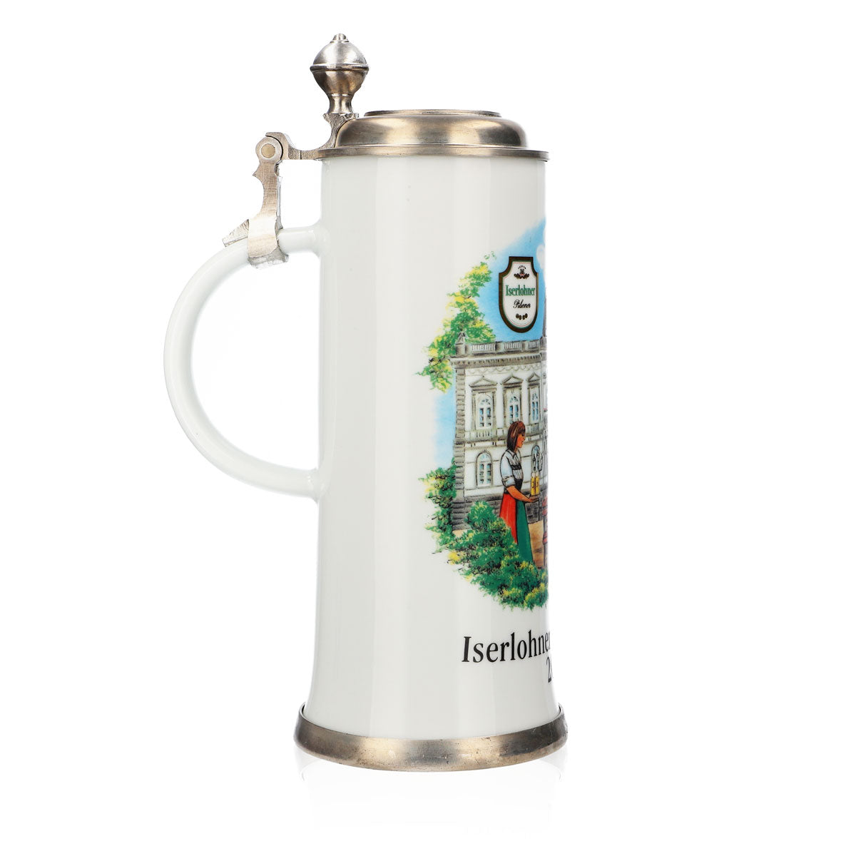 Iserlohner Bierglas Jahreskrug 2003 Steinzeugkrug Seidel Zinndeckel 0,88l Krug – Ansicht 3