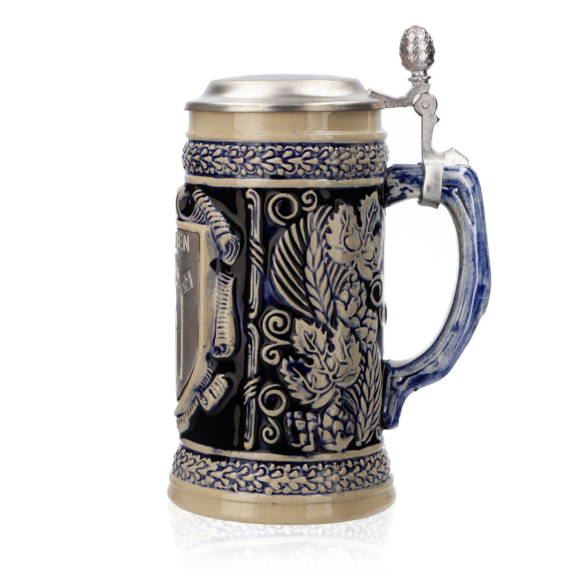Iserlohner Bierglas Steinzeugkrug Seidel Zinndeckel 0,64l Krug "München" – Ansicht 5