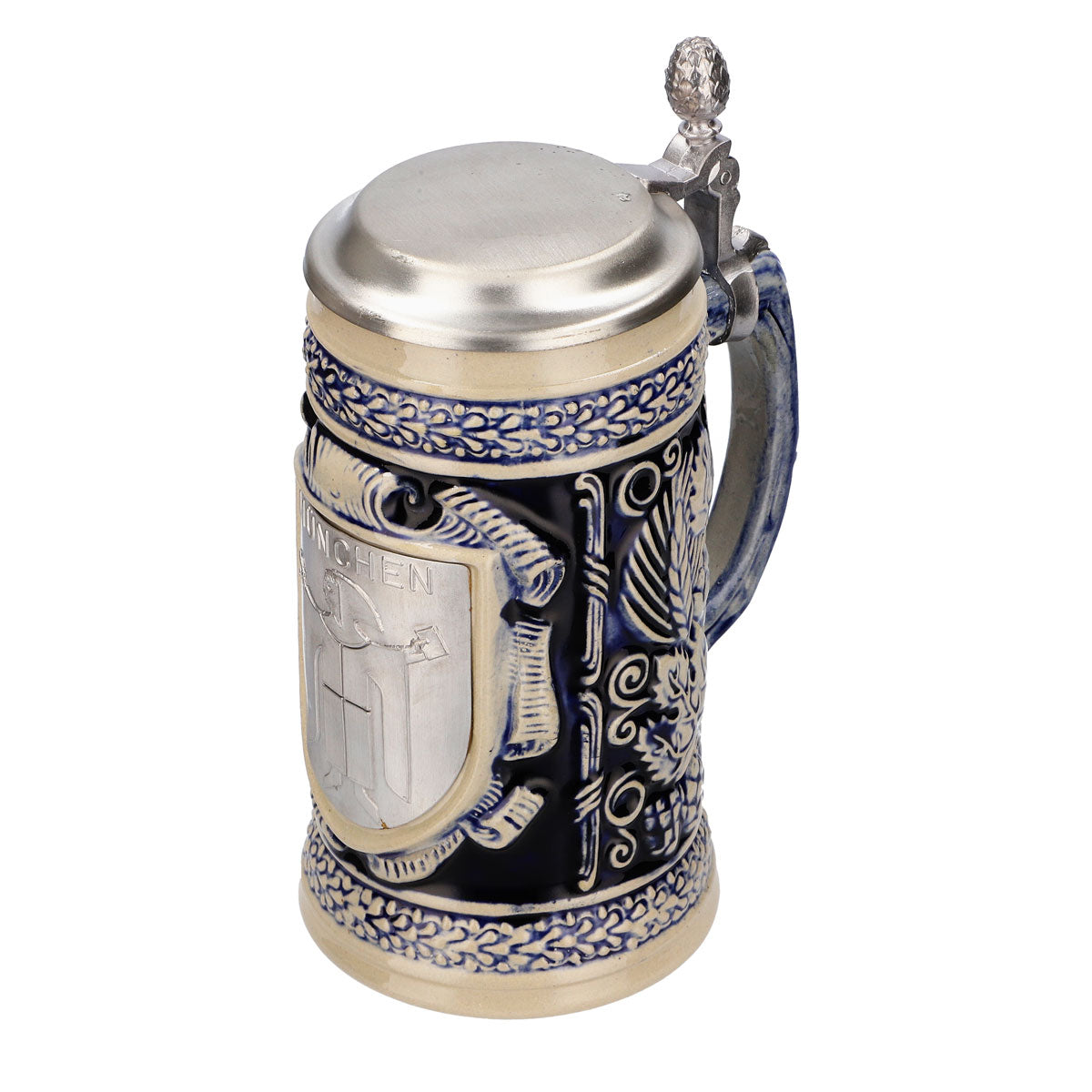 Iserlohner Bierglas Steinzeugkrug Seidel Zinndeckel 0,64l Krug "München" – Ansicht 6