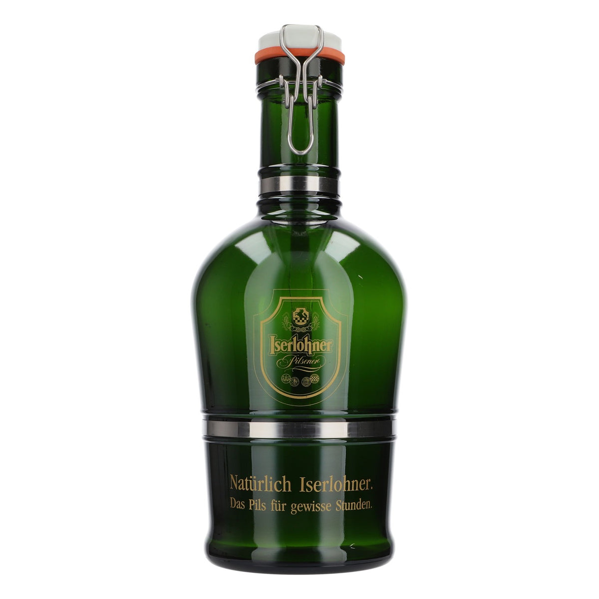 Iserlohner Pilsener Bier XXL Sammelflasche mit Verschluß Kleingeldflasche Glas Krug