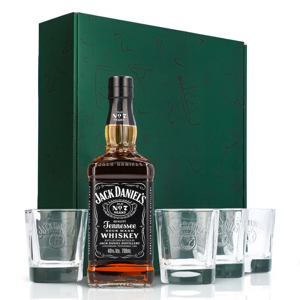 Jack Daniels Geschenkset 0,7l Flasche 40,0 % Vol. + Tumbler Relief–Grün