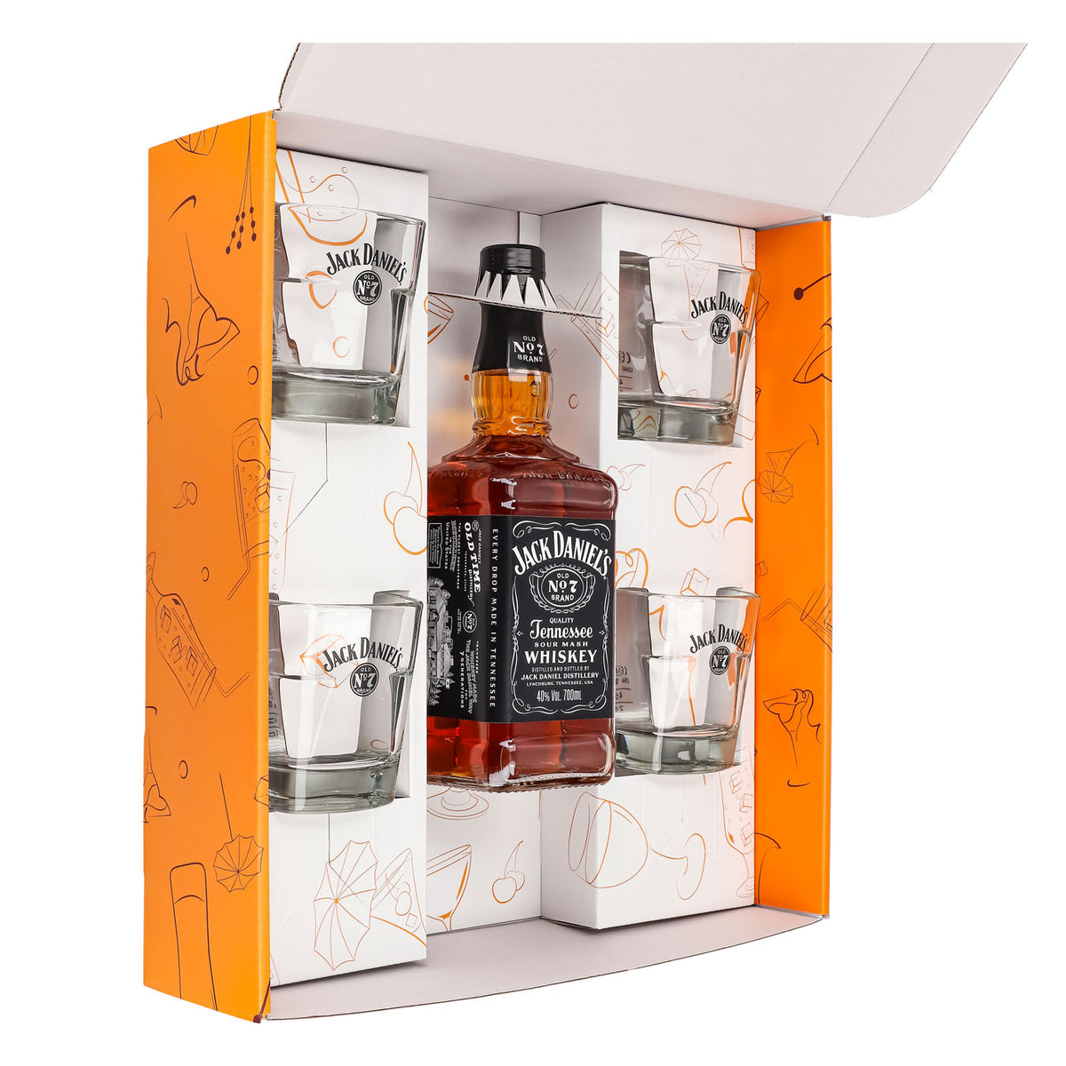 Jack Daniels Geschenkset 0,7l Flasche 40,0 % Vol. + Tumbler stapelbar–Orange – Ansicht 4