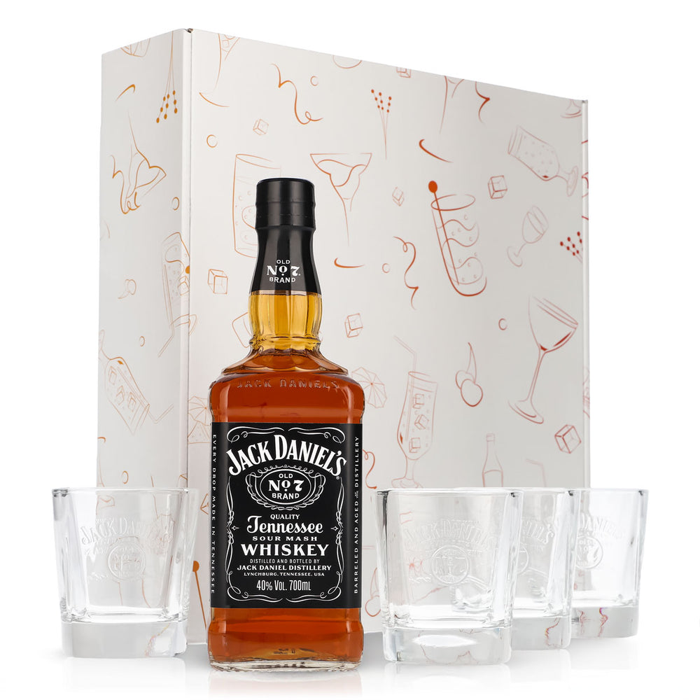 Jack Daniels Geschenkset 0,7l Flasche 40,0 % Vol. + Tumbler Relief–Weiß