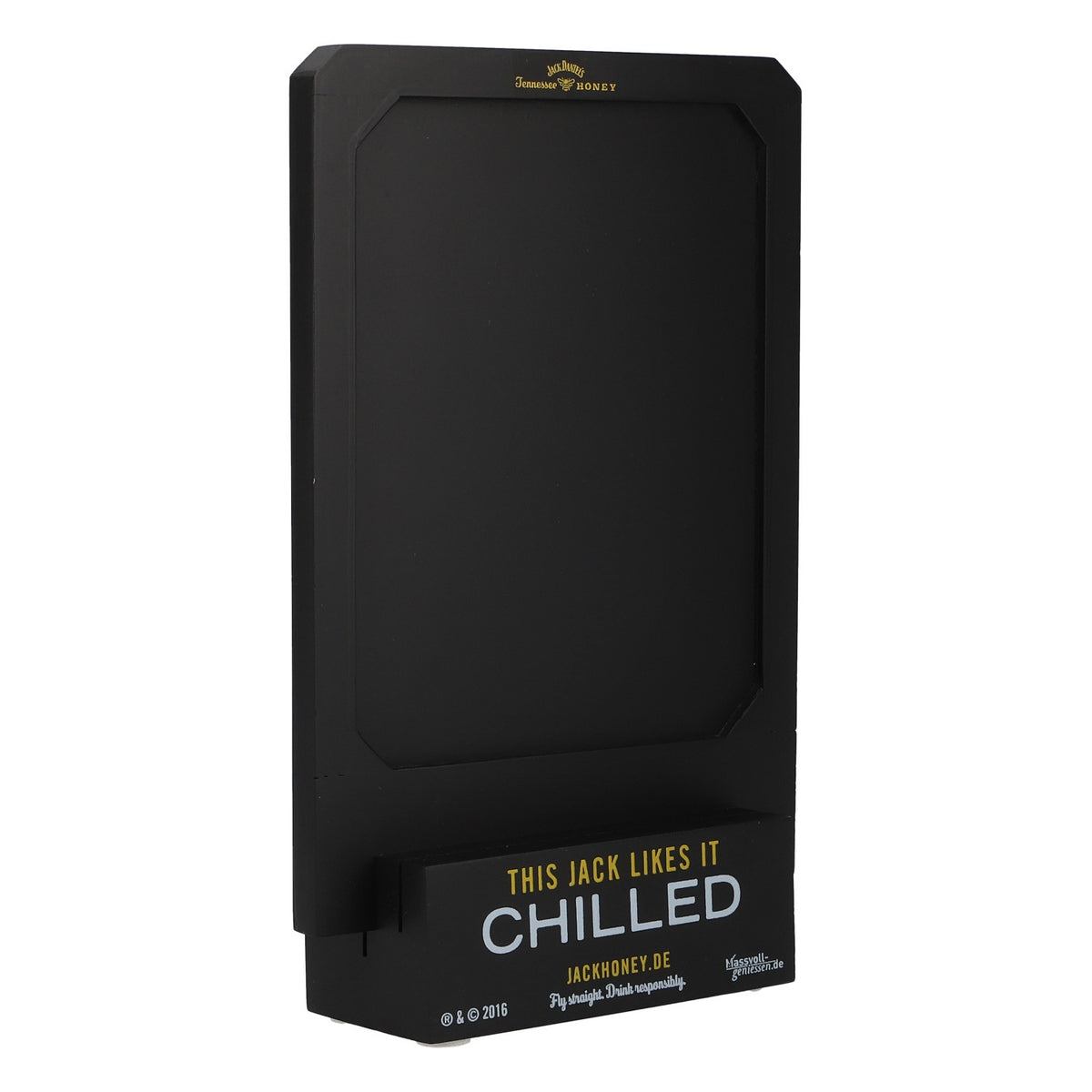 Jack Daniels Honey Whiskey, Tisch-Kreidetafel, Echtholz, "Chilled" Holz schwarz