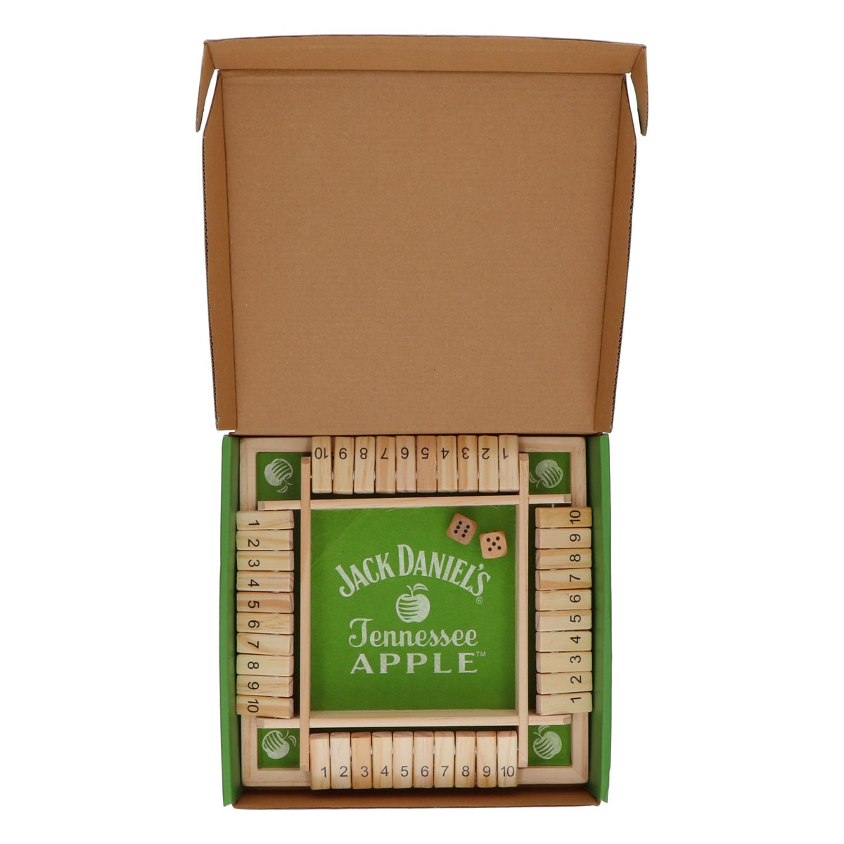 Jack Daniels Whiskey Brettspiel Spieleabend Freunde Shut the Box Apple grün – Ansicht 5