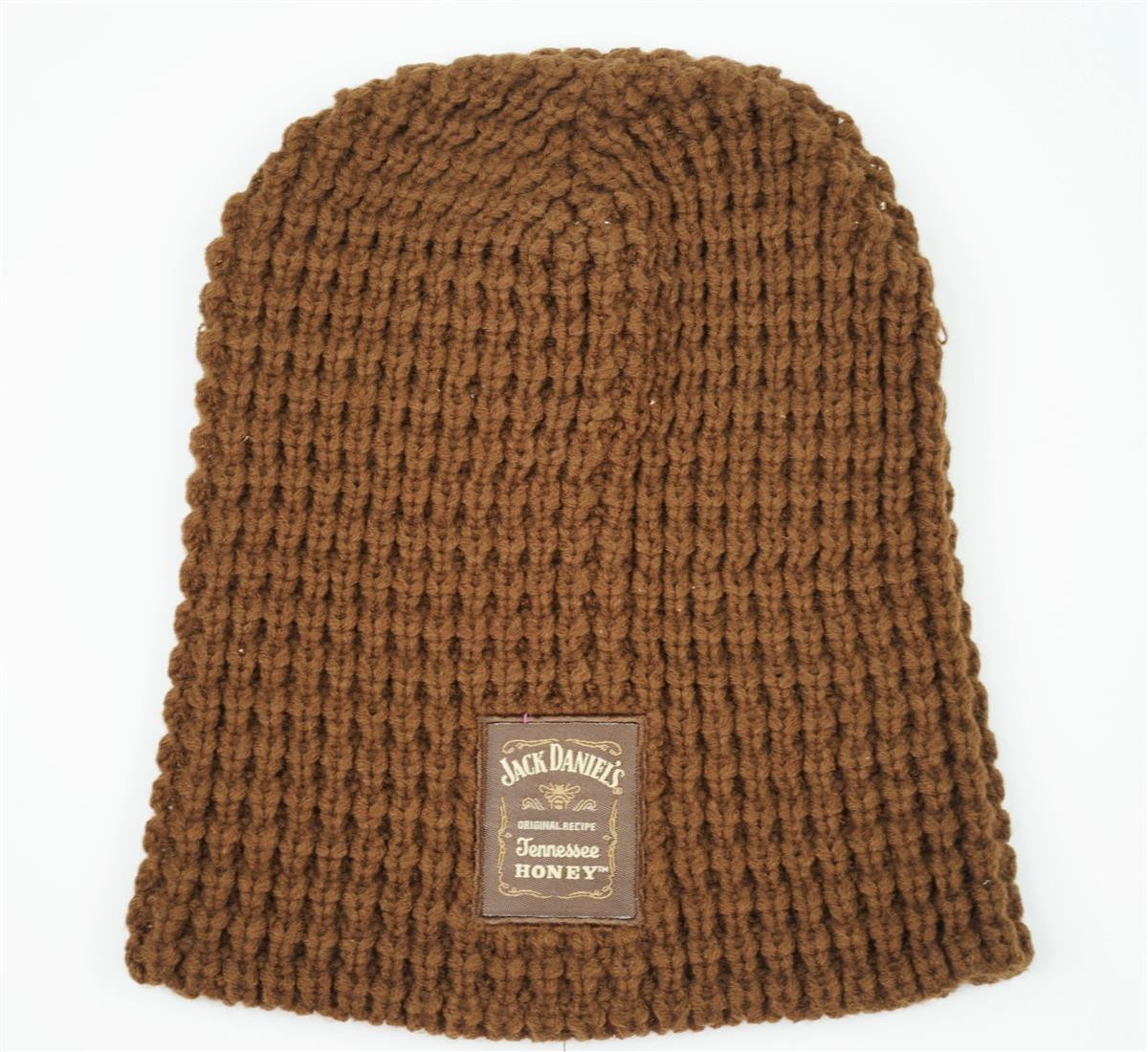 Jack Daniels Whiskey Mütze Braune Strickmütze Neu Winter Hut Kappe Honey brown