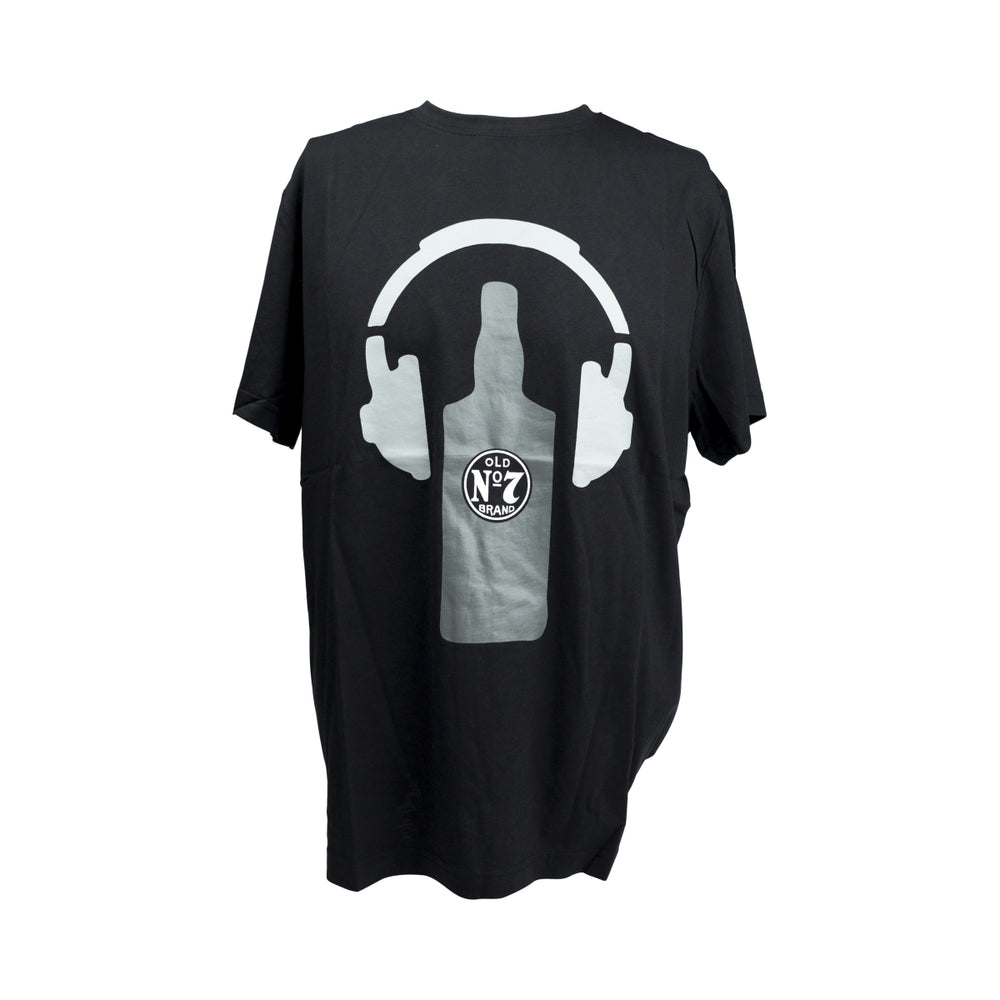 Jack Daniels Whiskey T-Shirt Festivalshirt schwarz grau Kopfhörer Herren L
