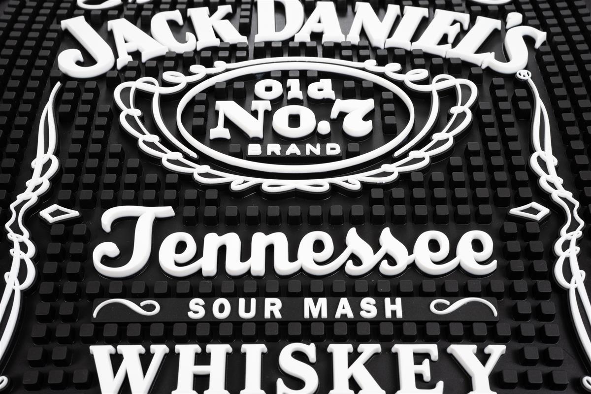 Jack Daniels Whisky Barmatte Abtropfmatte Barzubehör schwarz 4 eckig – Ansicht 2