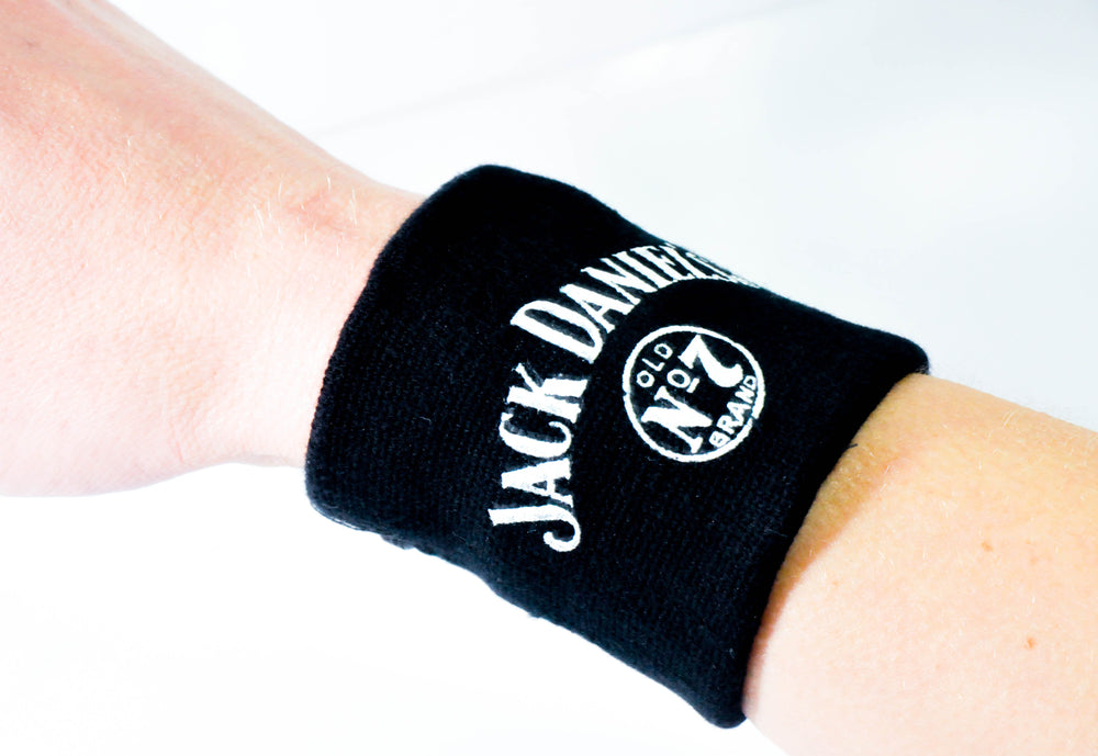 Jack Daniels Whisky Schweißband Armband Schwarz Geldscheinfach verschließbar