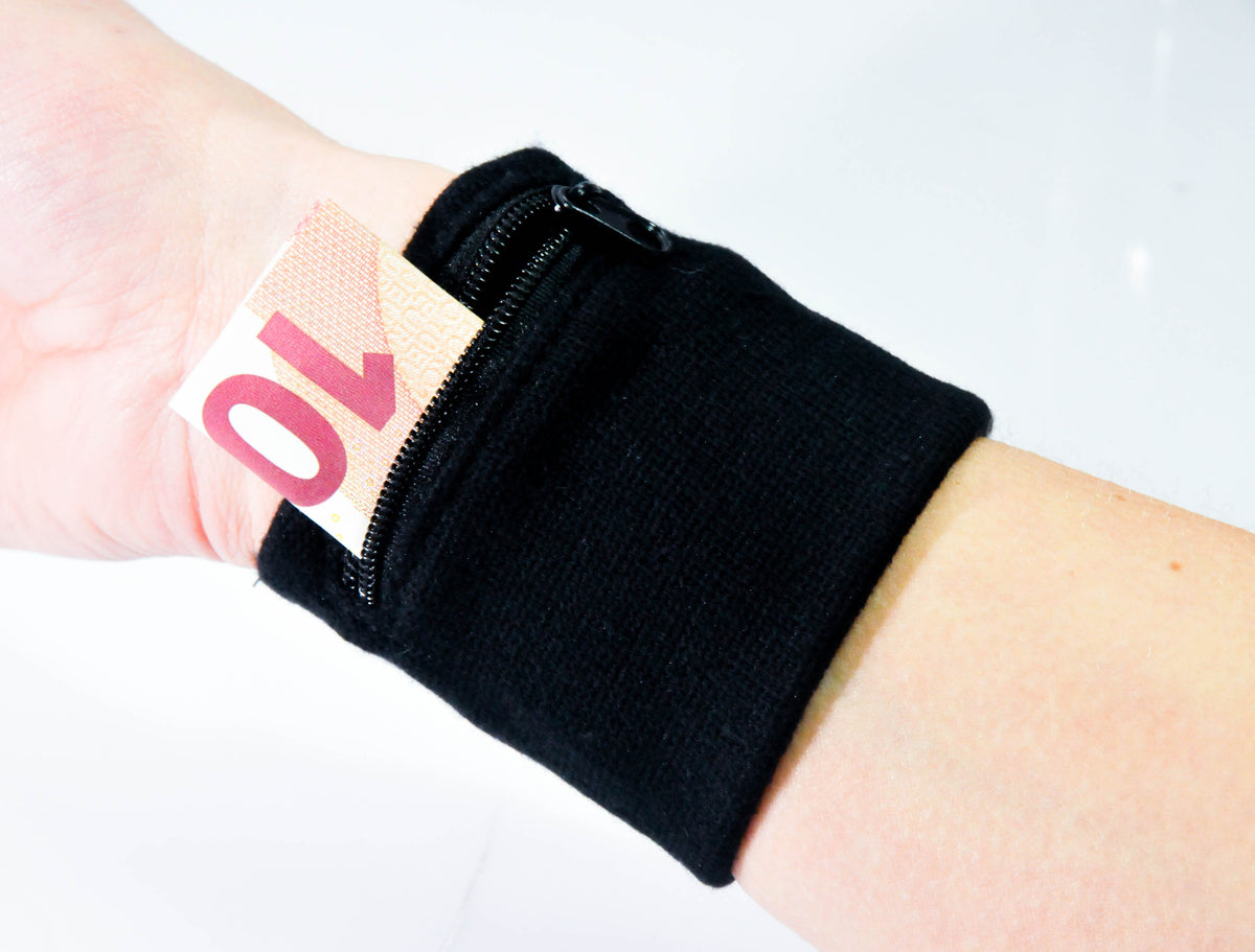 Jack Daniels Whisky Schweißband Armband Schwarz Geldscheinfach verschließbar – Ansicht 2
