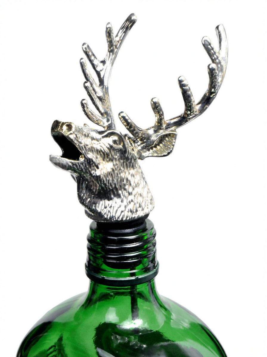 Jägermeister Ausgießer Dosierer Hirschkopf Aufsatz Metall Silber Pourer Silver