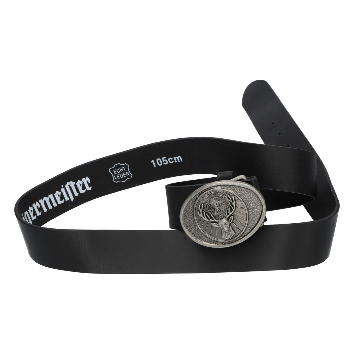 Jägermeister Gürtel Leder Unisex 105cm Gurt Hüftriemen Schnalle Merch Kleidung
