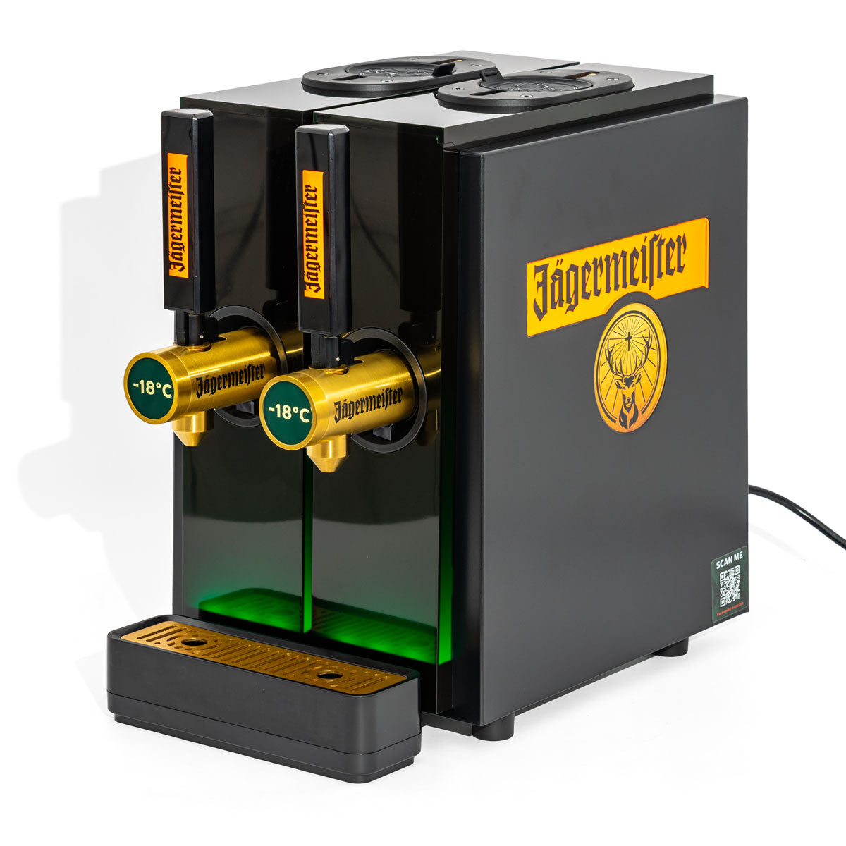 Jägermeister Likör Dual Tap Machine Zapfanlage für 2 Flaschen Shotmaschine Schwarz