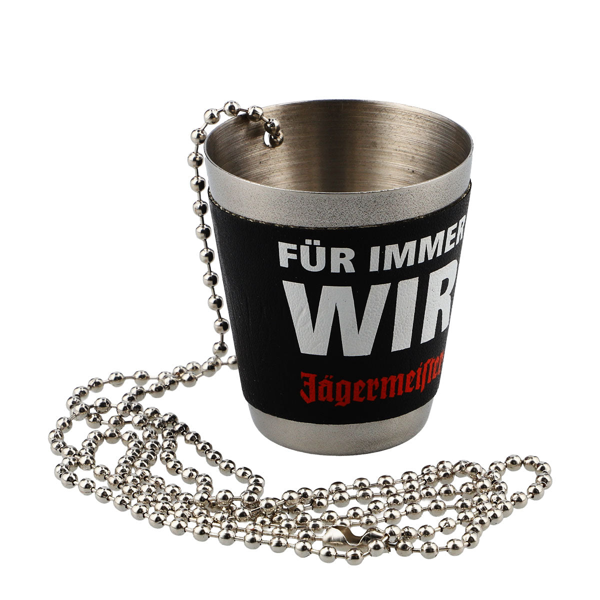 Jägermeister Likör Glas 2cl Shotglas Stamper Edelstahl Kette "Für immer Wir" – Ansicht 3