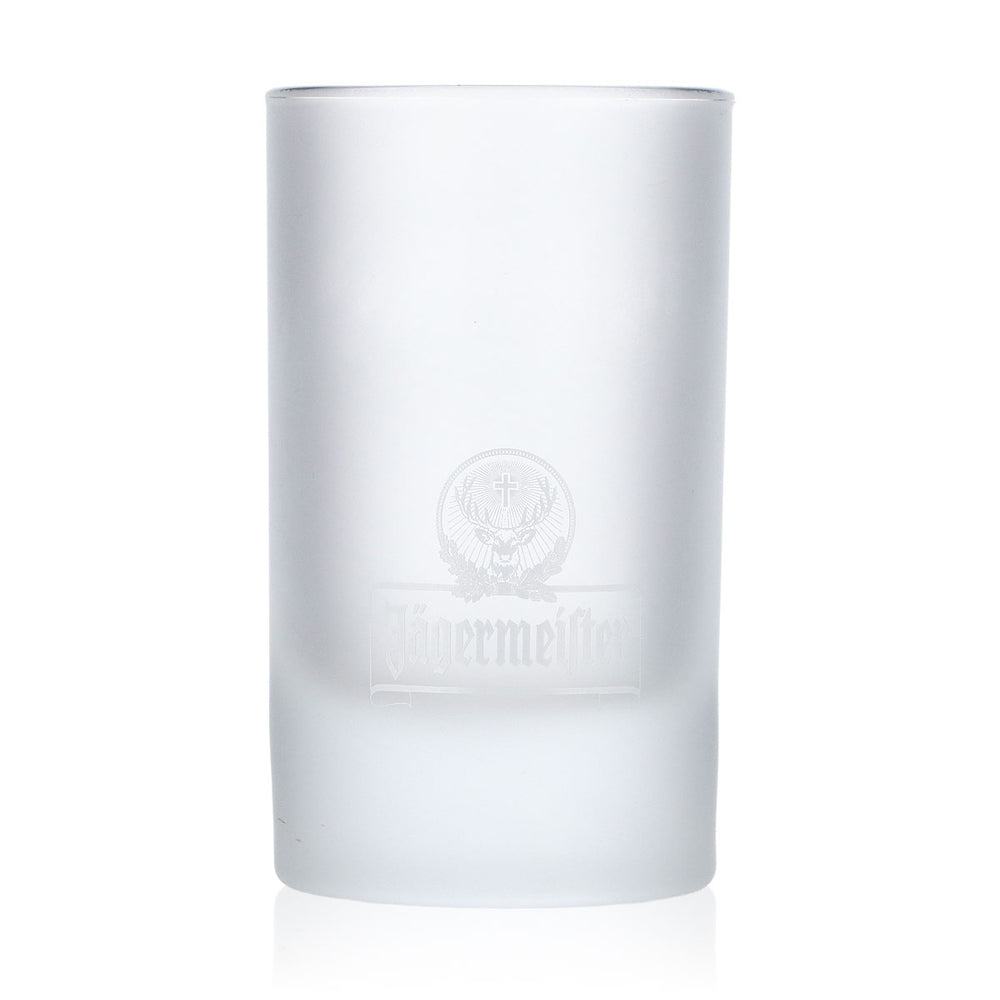 Jägermeister Likör Glas Shotglas 2cl/4cl Frosted weißes Logo großer Schriftzug