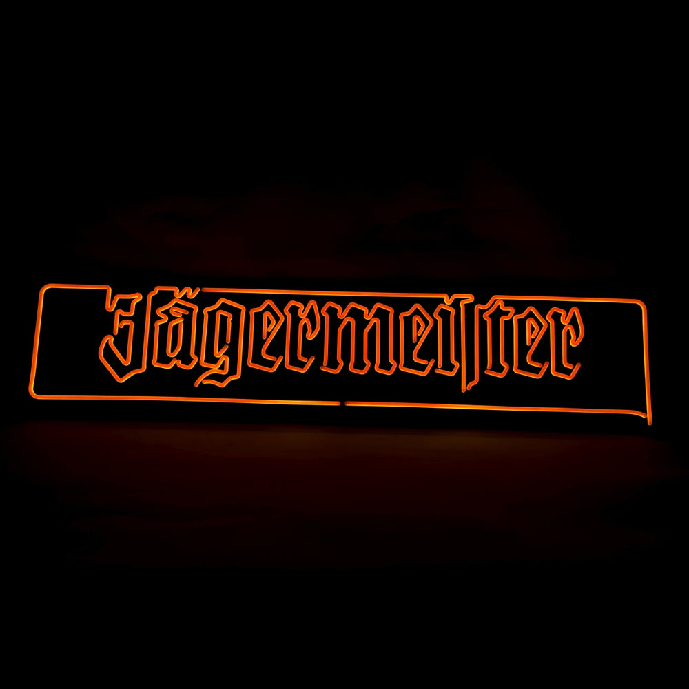 Jägermeister Likör Leuchtreklame Neon-Schriftzug Orange LED