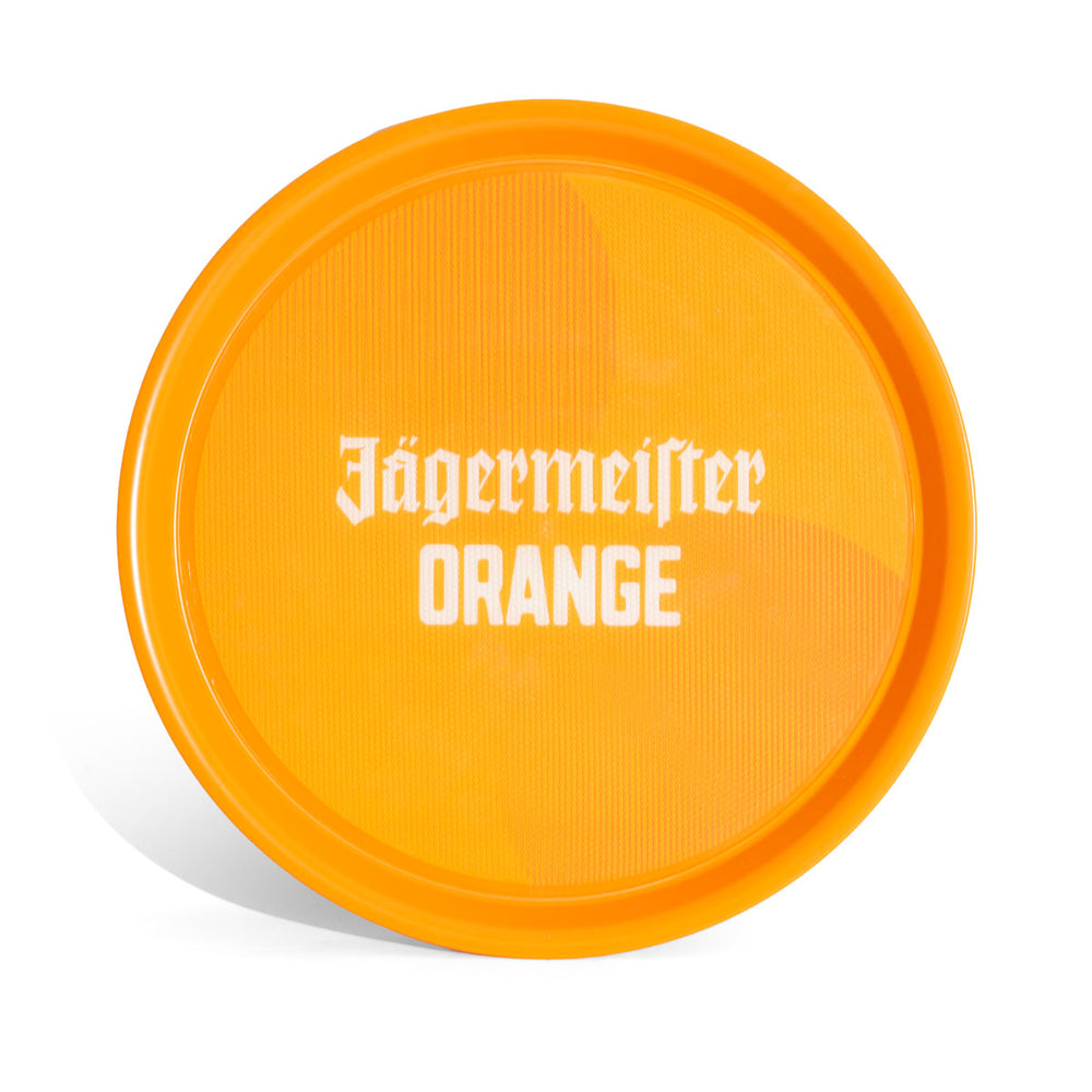 Jägermeister Likör Tablett Rundtablett Serviertablett 37cm Durchmesser "Orange" gummiert