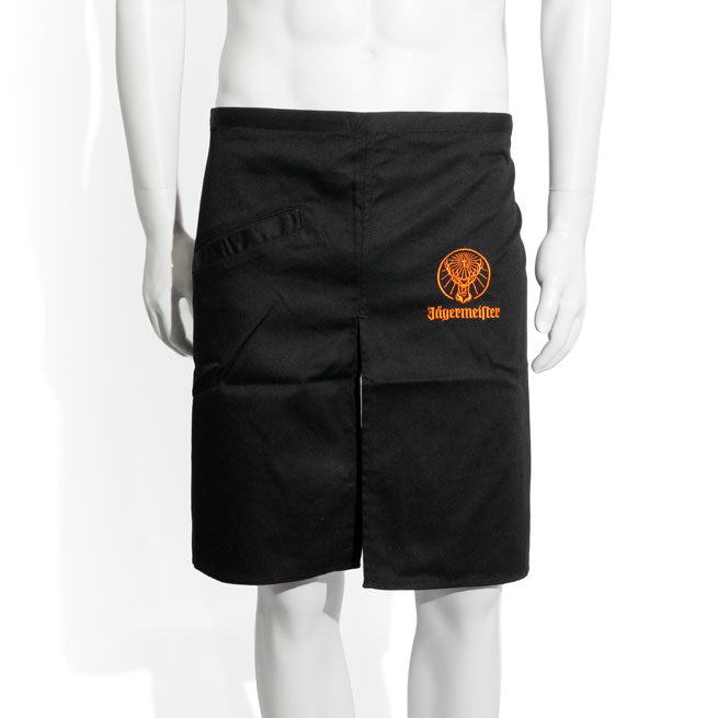 Jägermeister Schürze Bistro Kurz Schwarz Gehschlitz Innentasche ca. 48 cm
