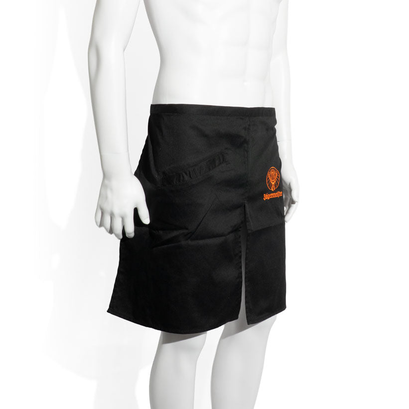 Jägermeister Schürze Bistro Kurz Schwarz Gehschlitz Innentasche ca. 48 cm – Ansicht 2