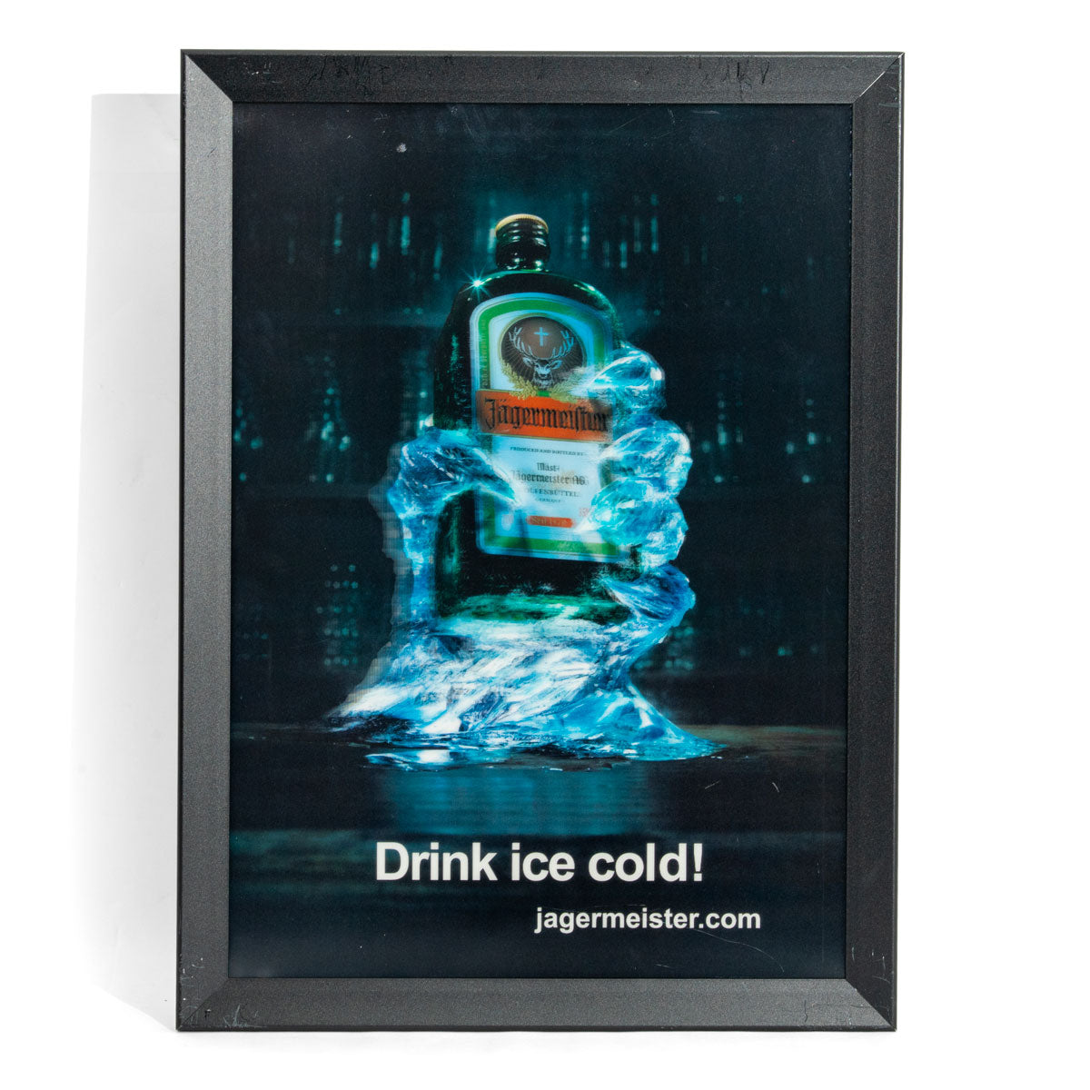 Jägermeister Wandschild Bilderrahmen 3D Effekt Bardeko Schwarz 53x39cm B-WARE