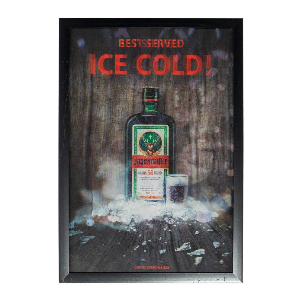 Jägermeister Wandschild Bilderrahmen 3D Effekt Poster Bar Dekoration B-WARE