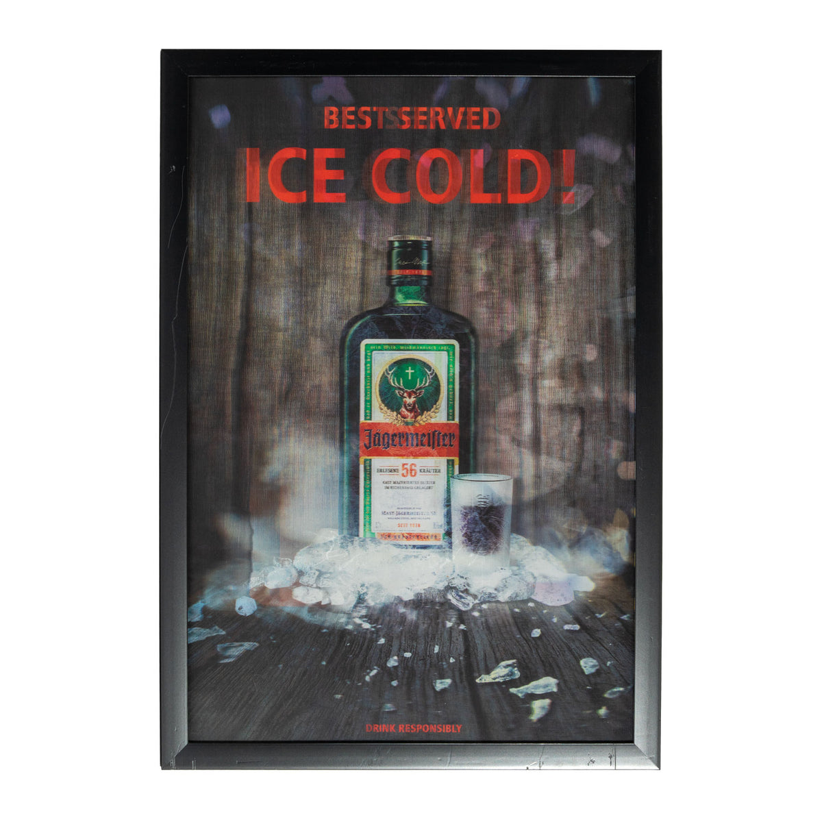 Jägermeister Wandschild Bilderrahmen 3D Effekt Poster Bar Dekoration B-WARE