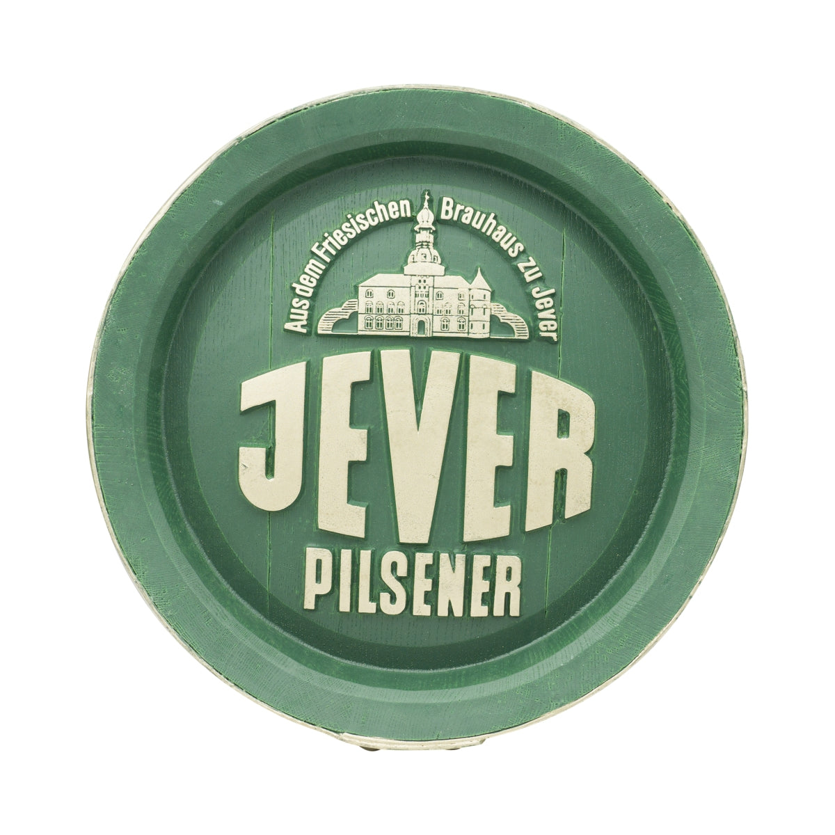 Jever Bier Fassboden Werbeschild 44x9 Holzoptik Grün Kunststoff Tafel Reklame