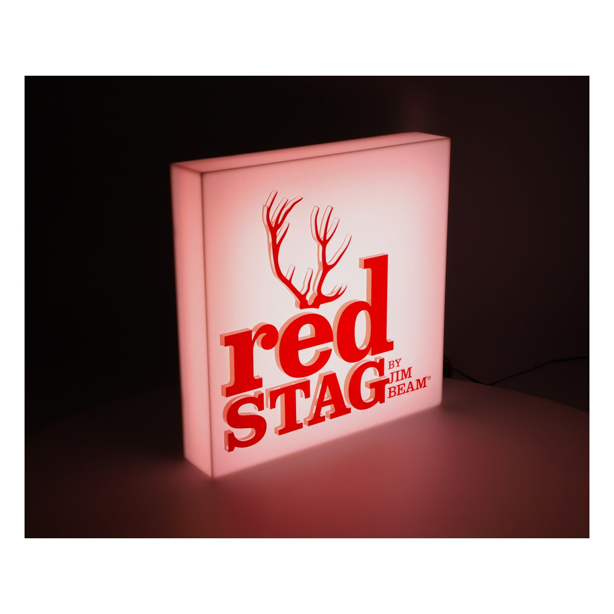 Jim Beam Whisky LED Leuchtreklame Leuchtwerbung 30x30cm "Red Stag"
